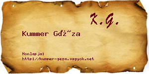 Kummer Géza névjegykártya